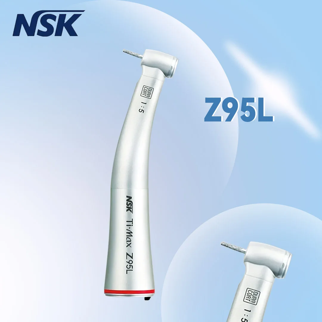 

NSK Ti Max X95L contraangulo Dental 1:5 Increasing Speed Handpiece Against Contra Angle LED Optic Fiber Quattro Spray Red Rings