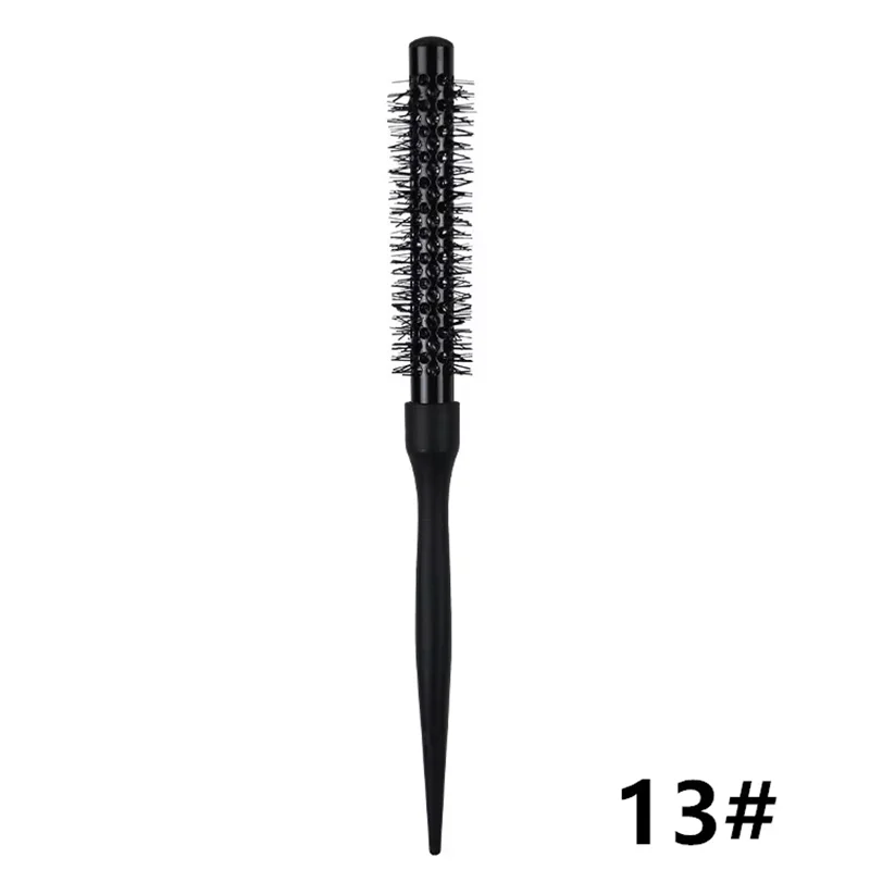 1 ST Zwarte Ronde Vat Haar Kam Haar Styling Haarborstel Nylon Kam Cilinder Krullend Haar Kam Aluminium Buis Salon Tool