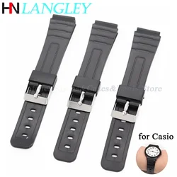 Silicone Watch Strap 12 14 16 18 20 22mm for Casio W800H PU Resin Bracelet SGW400 F91W F84 F105/108/A158/168 AE1200/1300 Band