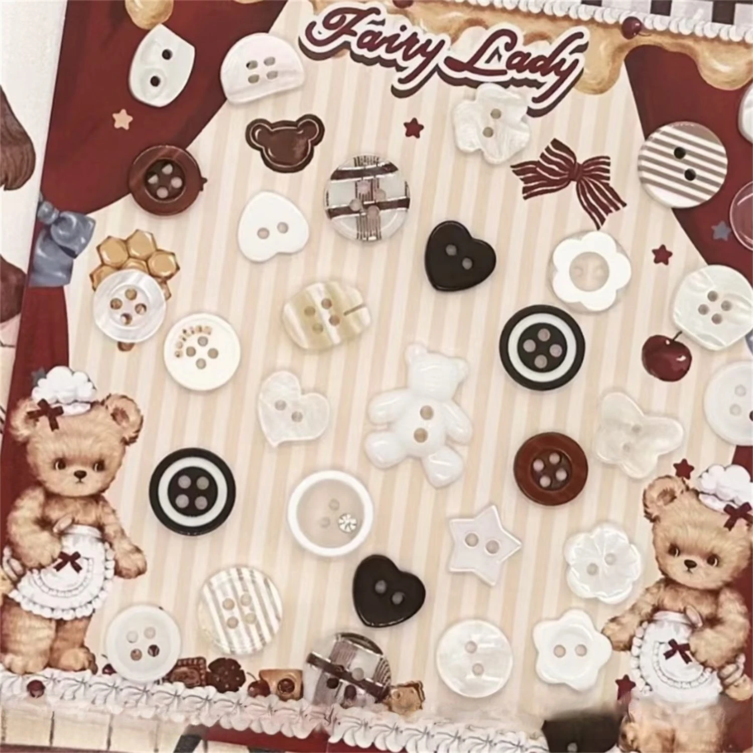 الكلاسيكية بسيطة ميلارد أزرار ملونة خمر DIY كتيب مواد الديكور Ins مطرز ملابس الطفل الاكسسوارات اليدوية #6