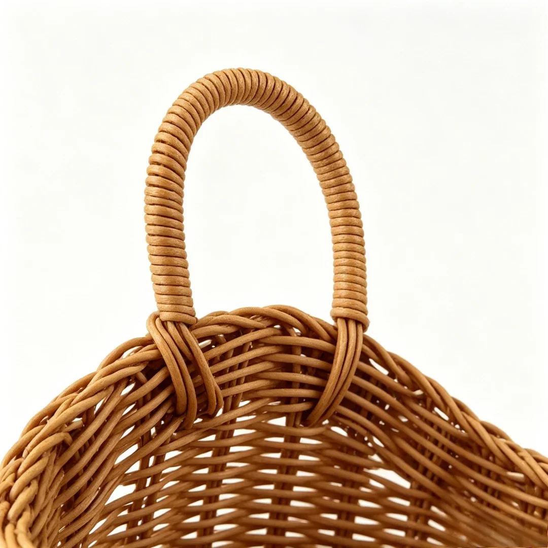 Handgewebter Hängender Rattan-Aufbewahrungskorb Weihnachtliche Wanddekoration Organizer für Küche Bad Kinderzimmer Schrank Café Blumentopf – Detail 10