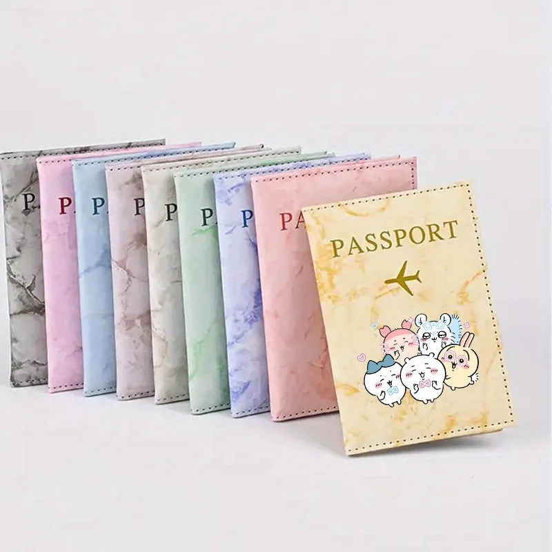 2026 Chiikawas Airplane Passport Cover Case Women Men Kawaii Cartoon Wallet Purse ID Card Holder Travel Passport Protective Gift