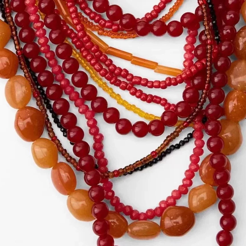 2024 New Bohemia Handmade Resin Stone Beaded Necklaces for Women Vintage Irregular Jewelry Choker Necklace Party Travel Gifts