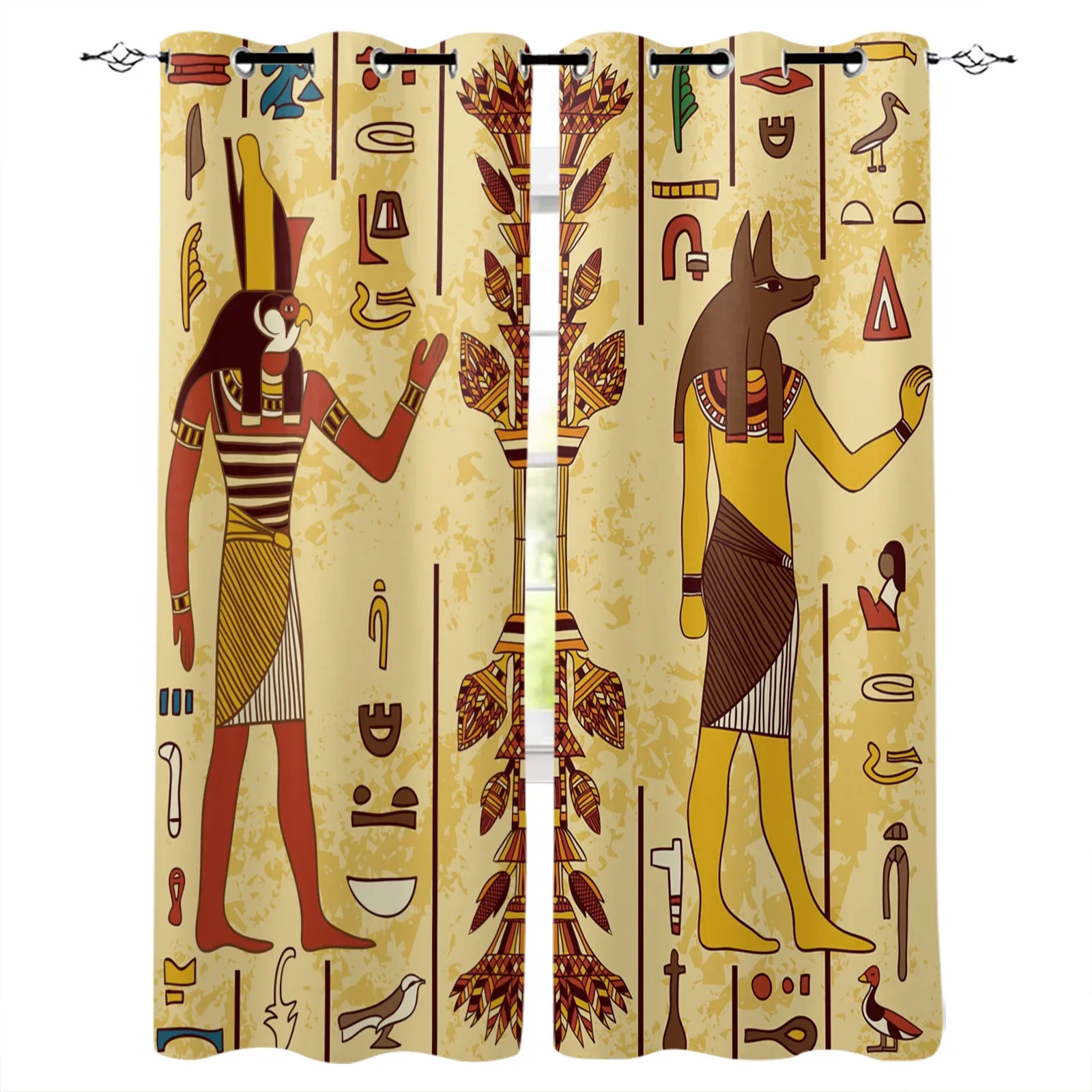 Egypt Pharaoh Yellow Mural Ancient Blackout Curtains Window Curtains for Bedroom Living Room Decor Window Treatments