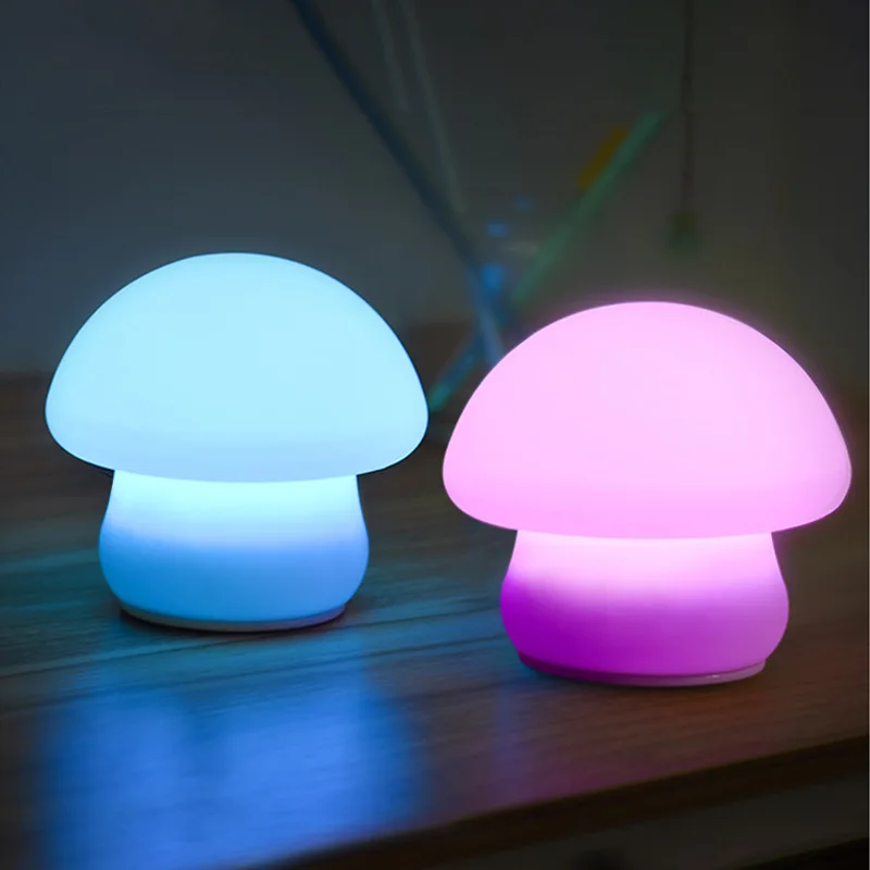 Luz LED nocturna con forma de seta, lámpara de noche con Sensor táctil de silicona para habitación de niños, dormitorio de bebé, decoración de cabecera