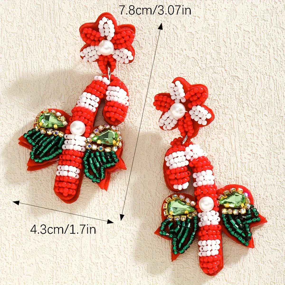 أقراط فيداواس لعيد الميلاد وحبات الأرز وحجر الراين وحلوى القصب للنساء ، قوس زهور مطرز أنيق جميل ، إكسسوارات حفلات المهرجان