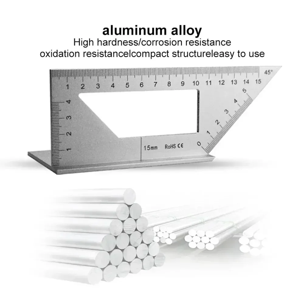 T-نوع النجارة قياس حاكم أداة القياس 45 90 درجة قياس القاعدة النجارة الكاتب علامة خط حاكم متعدد الوظائف