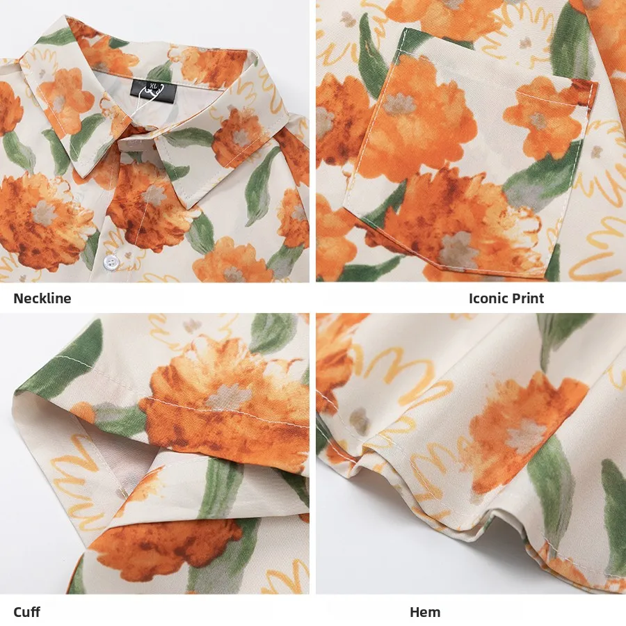 GPstudio Hawaiian Floral Print Short Sleeve Men's Shirt Summer Beach Vacation Style Half Sleeve Polyester Fiber Non-iron Trea... view 4