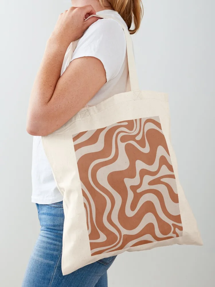 

Liquid Swirl Retro Abstract Pattern in Clay and Putty Earth Tones Tote Bag shopping bag logo Big bag women Candy bags
