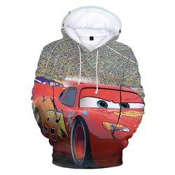 Sudaderas con capucha de carreras de coches de Disney para niños, sudaderas casuales de dibujos animados para niños, Lightning McQueen, prendas de vestir casuales de manga larga, 3-14T