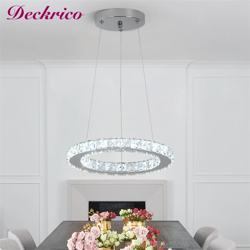 Modern Crystal Chandelier Pendant Lighting Home Decor Heart/Rings Ceiling Lamp Fixtures For Dining Room Lustres Hanging Lighting