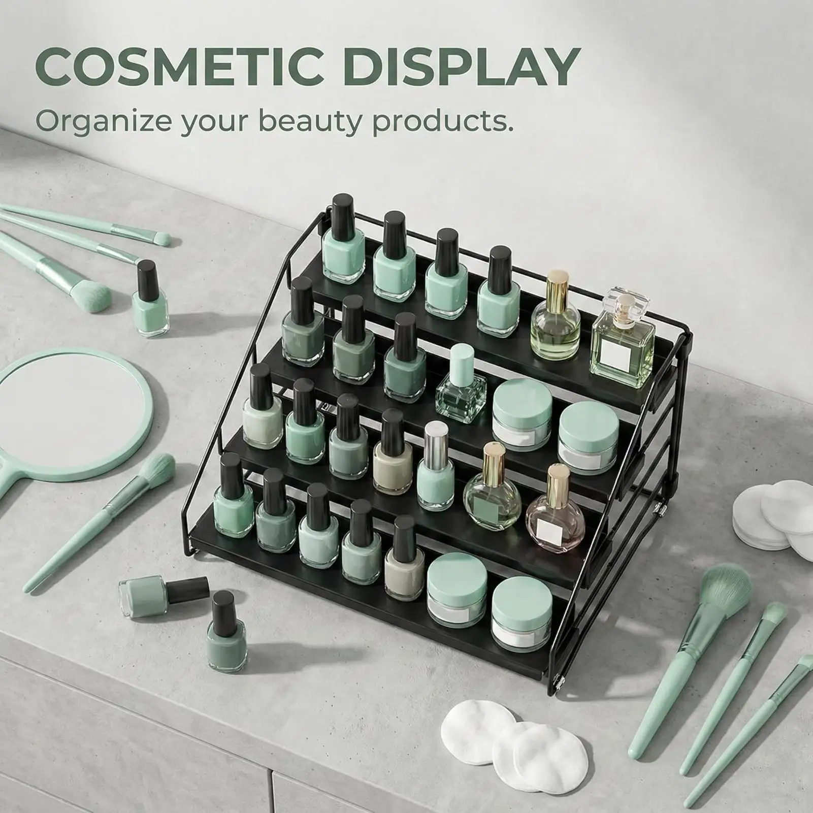 

Органайзер для приправ, расширяемый металлический держатель для шкафа, кухонные полки для хранения, для домашней кладовой, шкафа, столешницы, банок с приправами