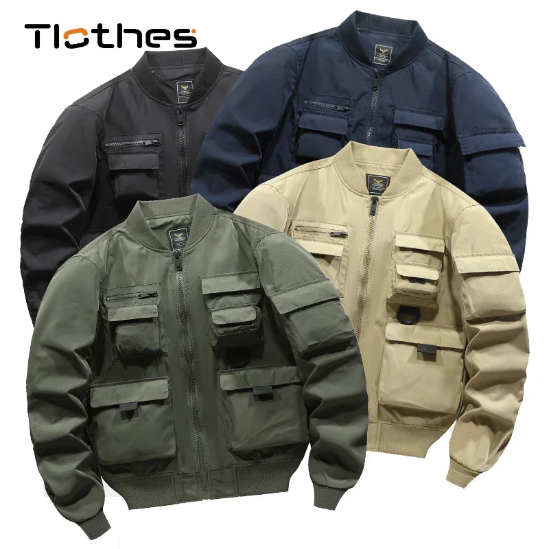 

Hip Hop Ninja Jackets Men Fall Technical Fashion Bomber Jacket Multi Pockets TechWear Jacket Military Autumn Windbreaker Mens