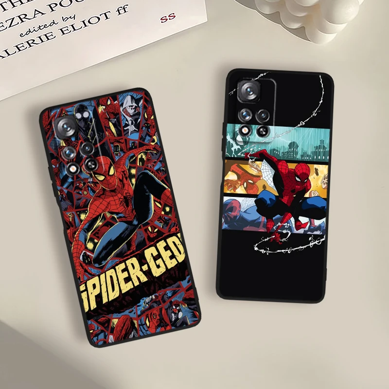 Anime Spiderman Hero Cool For Xiaomi Redmi Note 12 12S Turbo 11 11T 11S 10 10S 9 8 8T 7 Pro Plus 5G Black Phone Case Cover