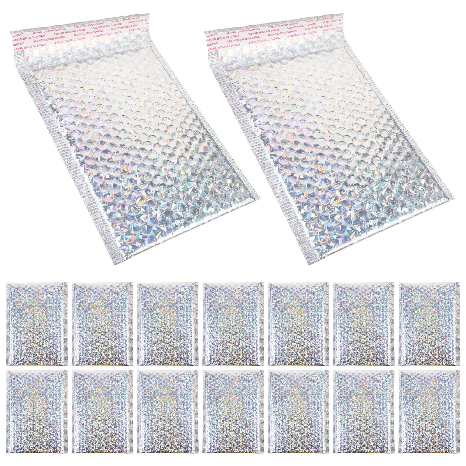 20Pcs Holographic Bubble Envelope Bag Self-Sealing Shipping Bags Protective Adhesive Mailers Small Packaging Mailing Bags