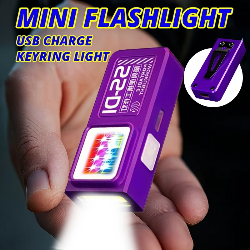 Mini LED Flashlight 4 Modes USB Rechargeable Powerful Torch Work Light Waterproof for Outdoor Camping Walking Clip Pocket Lamp