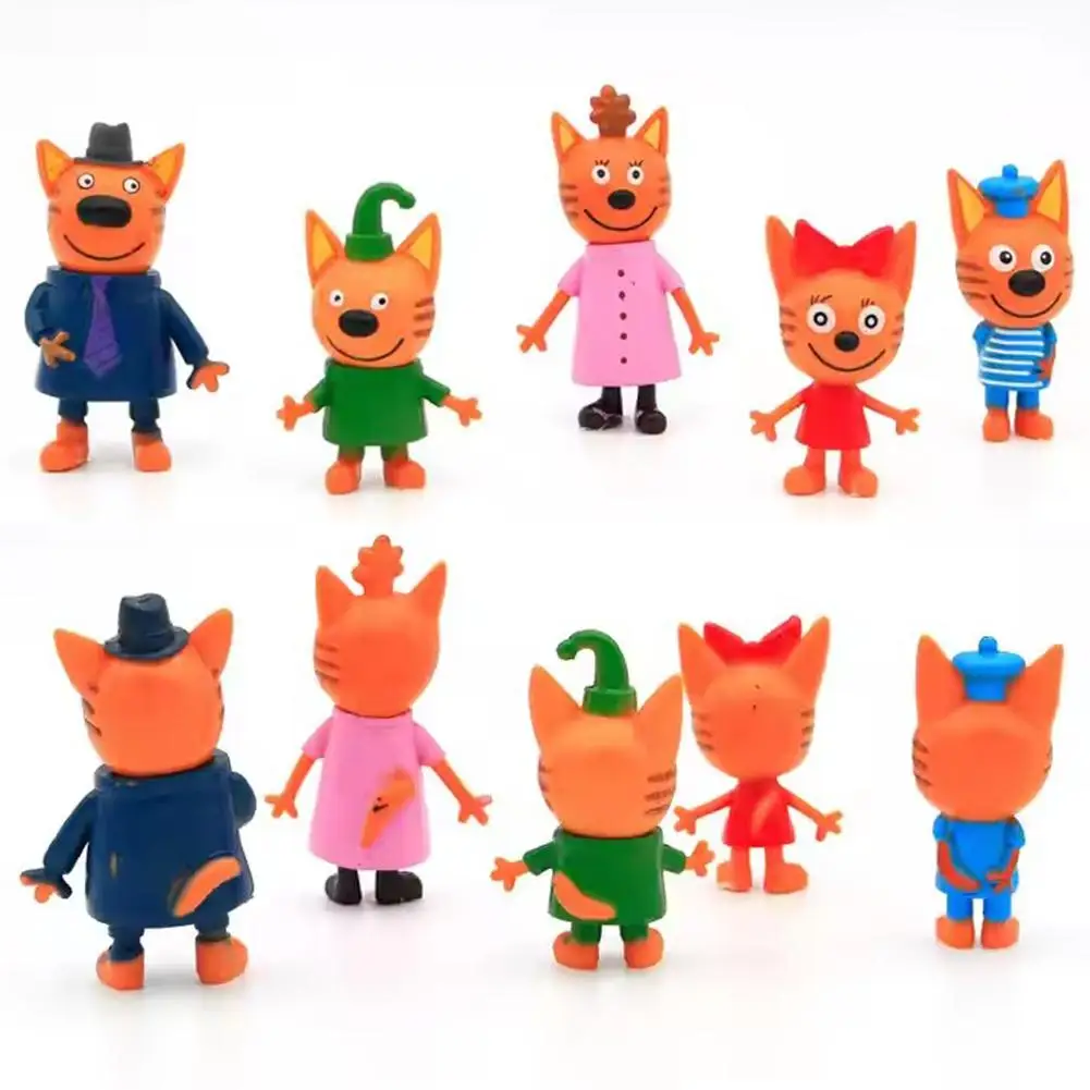 5Pcs/Set Russian Cartoon Anime 3 Cat Action Figure Toys Happy Kitten TpnkoTa Model Child Christmas Gifts Unique Home Decor