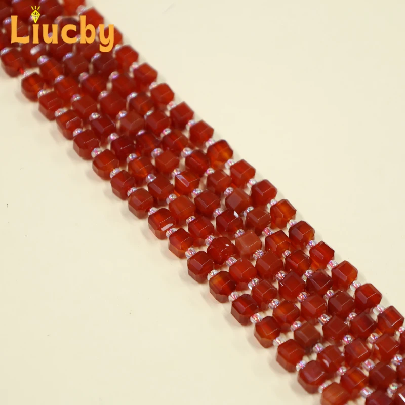 Roter Achat-Zuckerwürfel, Naturstein, roter Achat-Edelstein, Perlen für die Schmuckherstellung, DIY, Damen-Ohrringe, Schlüsselanhänger, 15'' Strang, 6/8/10 mm – Detail 6