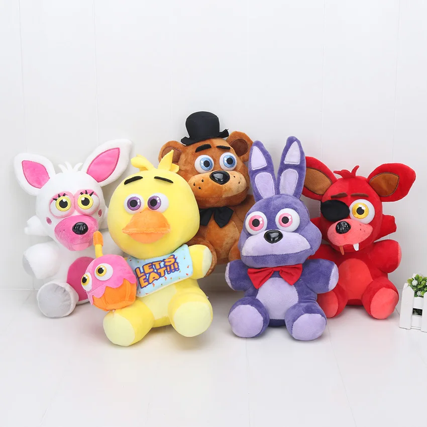 4Pcs/set Freddy Fazbear Plush Nightmare Freddy Foxy Bonnie Chica Plushie Horror Game Nightmare Freddy Stuffed Plush 25cm Toys