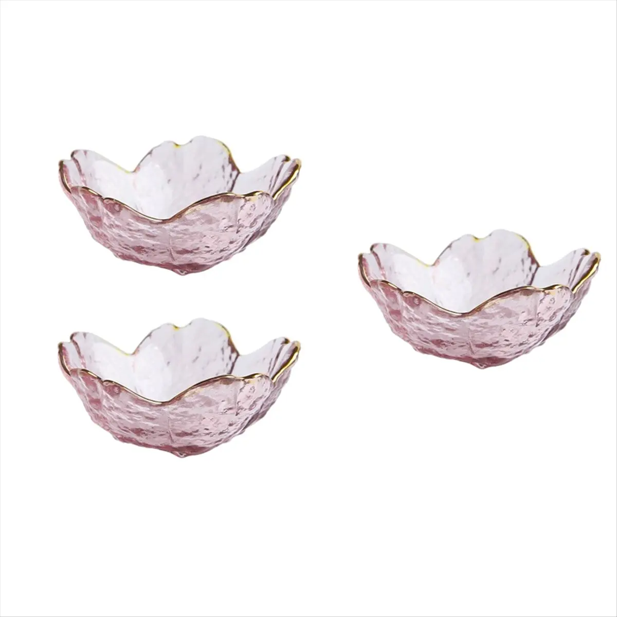 2025+ 3Pcs Small Glass Plate with Golden Border Mini Seasoning Dessert Cute Style Bowl for Ice Cream Salad