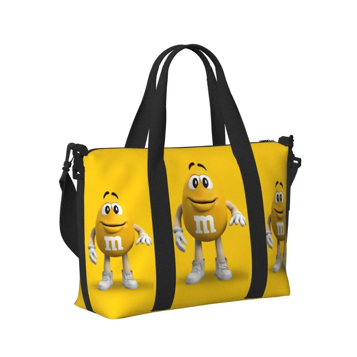 カスタム MM チョコレート キャンディ トート バッグ女性大容量漫画ビーチ ジム ショルダー トラベル バッグ