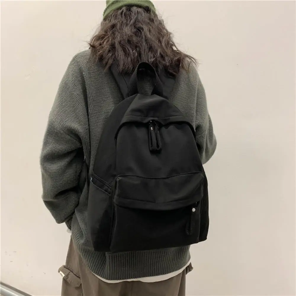 Mochila de nylon impermeável para estudantes adolescentes, bolsa de ombro da menina, mochila do ensino médio, mochila moda