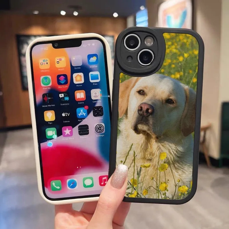 Labrador Dog Phone Case Black Leather For IPhone 13 11 14 12 Pro Max Mini Xs X Xr 7 8 Plus SE2020 Silicone Soft Texture Coque