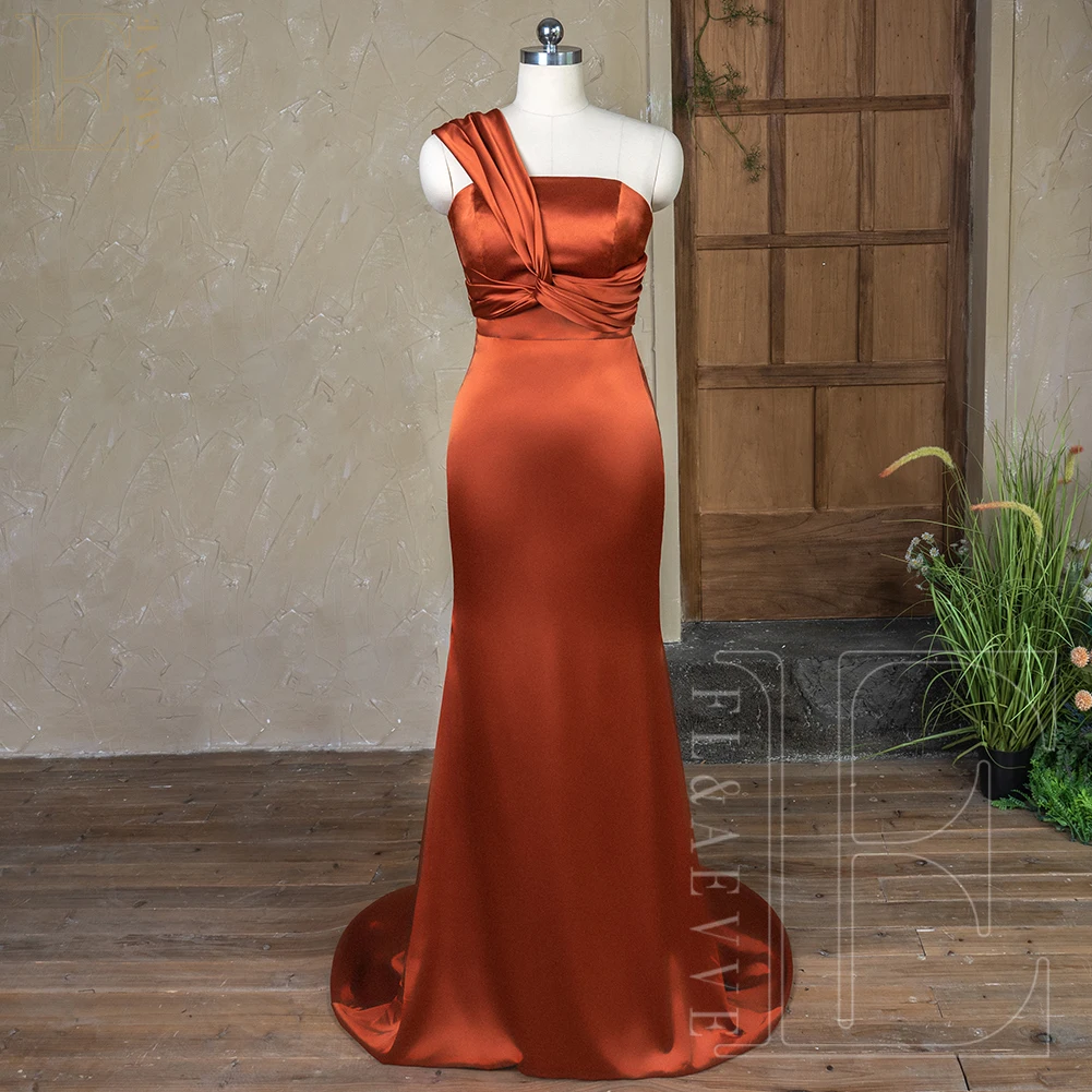 

Burnt Orange Satin Bridesmaid Dresses One Shoulder Elegant Gowns for Weddings Guest Dresses for Women Weddings Party Dress Robe