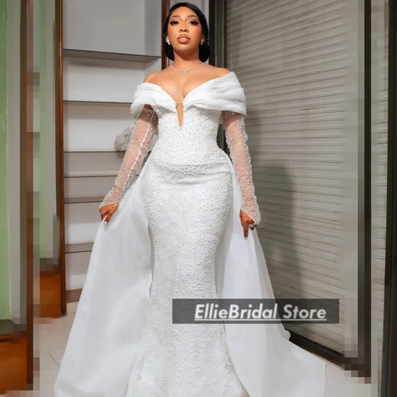 

Luxury Wedding Dresses With Removeable Sleeves Off The Shoulder Bridal Gowns Long Sleeves Robe Mariage Femme Customized