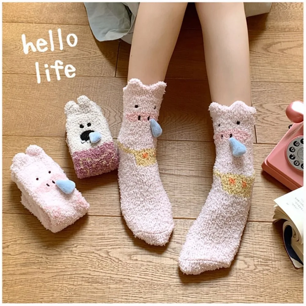 

Fashion Cartoon Animal Floor Socks Multicolor Whit Snot Stocking Soft Thicken Sleep Sock Gift