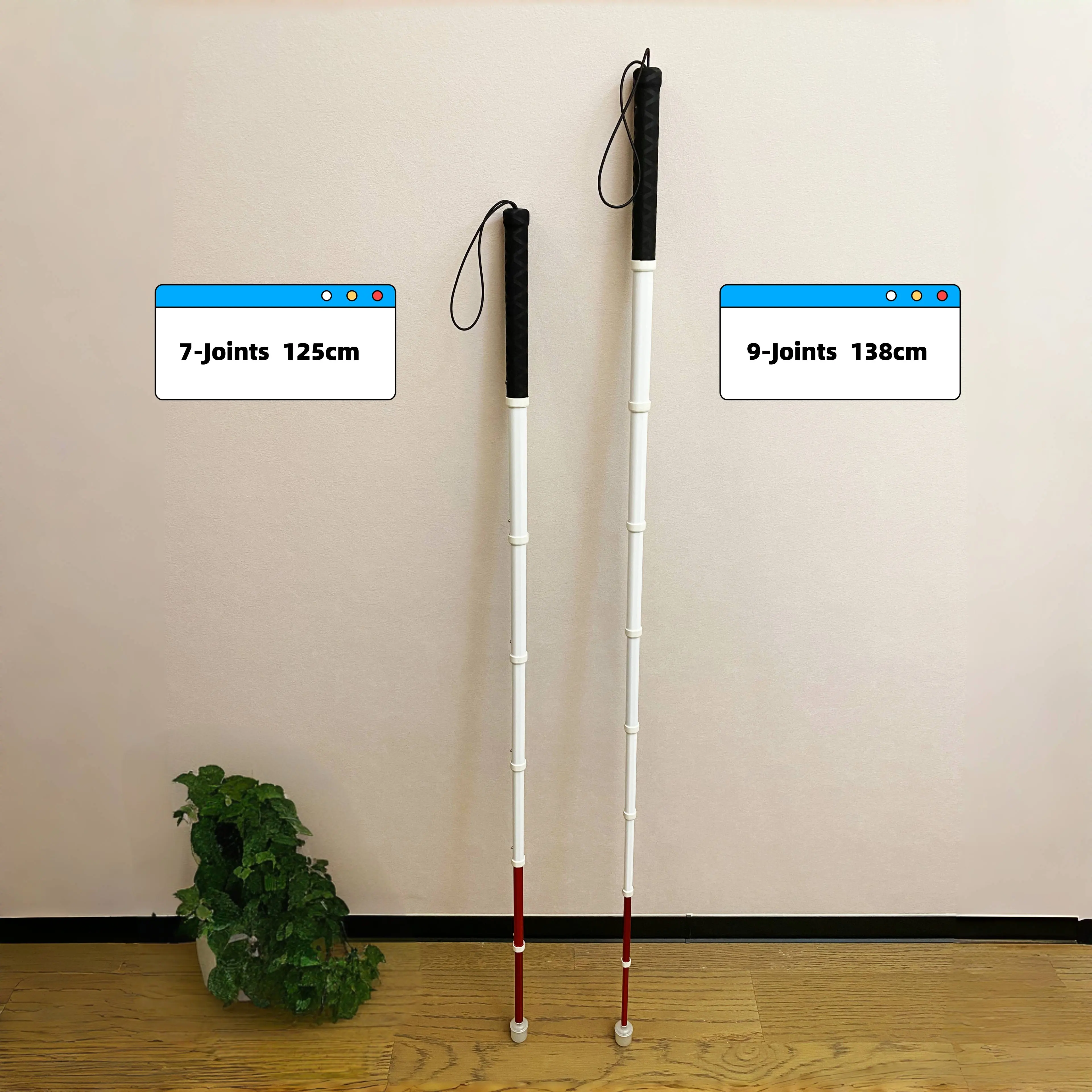 

Titanium Retractable Cane 30-125cm for the Blind Person Telescopic Trekking Pole Walking Stick Elderly Old Man with Rotating Tip