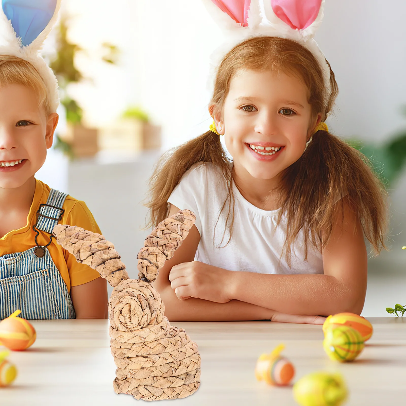 

Rustic Straw Woven Bunny Easter Decoration Desktop Easter Bunny Decor Spring Rabbit Ornament Holiday Party Decor