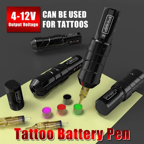 Imagen 2 del producto YILONG MAX máquina de tatuaje cartucho pluma 2400mAh baterías Motor Sin Núcleo batería de litio pluma máquina para tatuadores Kit corporal