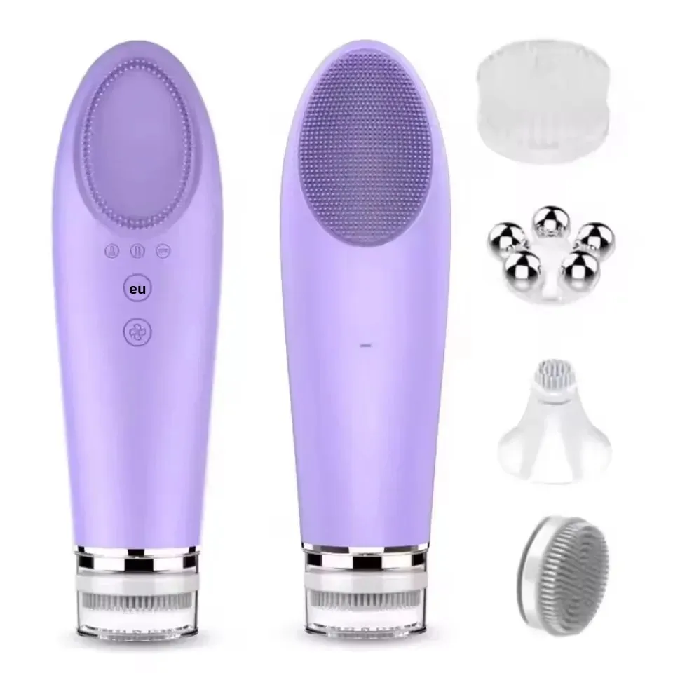 Escova de limpeza facial multifuncional 4 em 1, instrumento elétrico para lavagem facial 56 ℃   Massageador Facial para Limpeza de Olhos e Rosto Anti-Envelhecimento