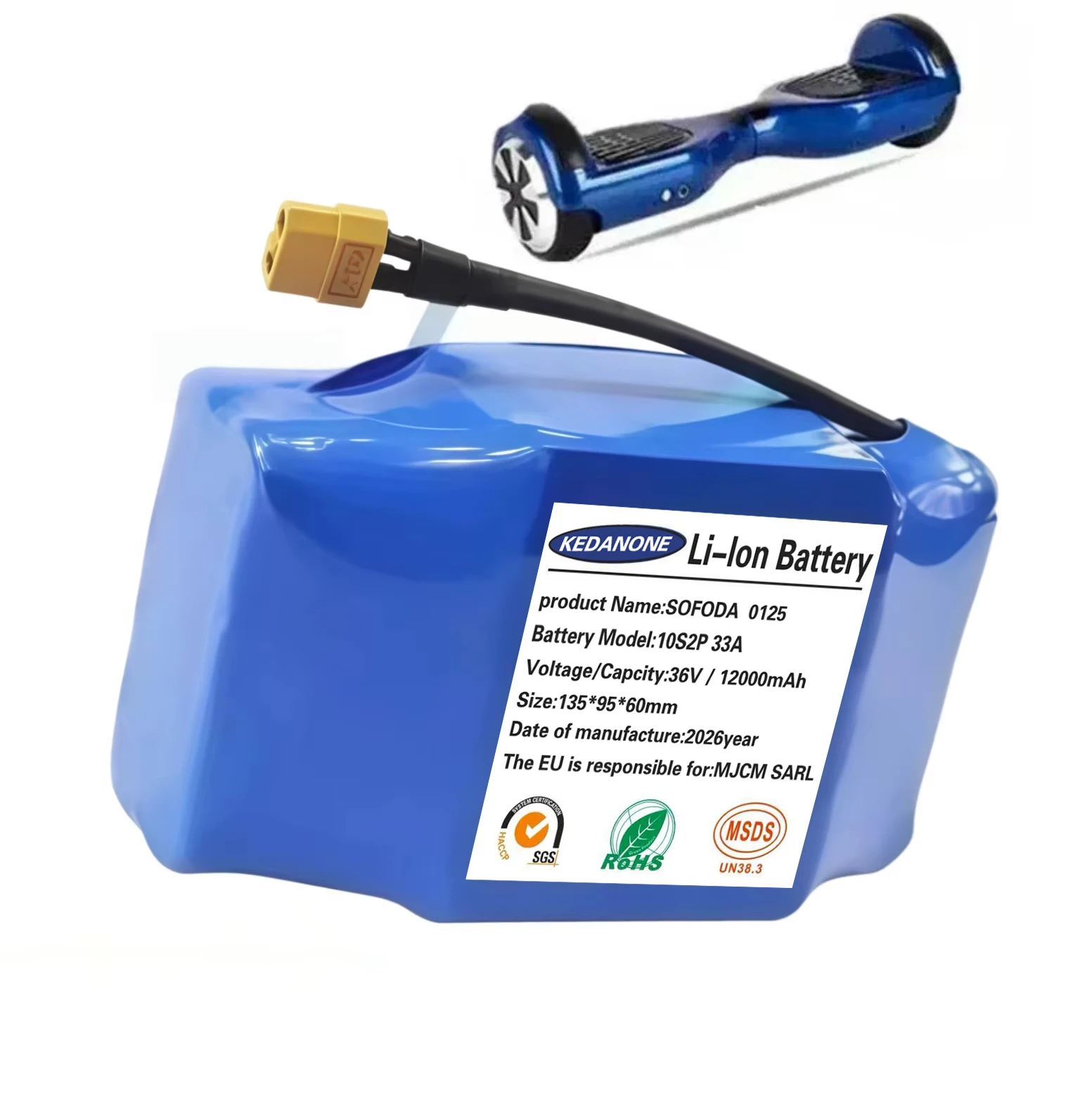 Genuine 36V 12000mAh  Battery Packs Rechargeable Lithium Ion Battery for Electric Self Balancing Scooter Hover Board Unicycle