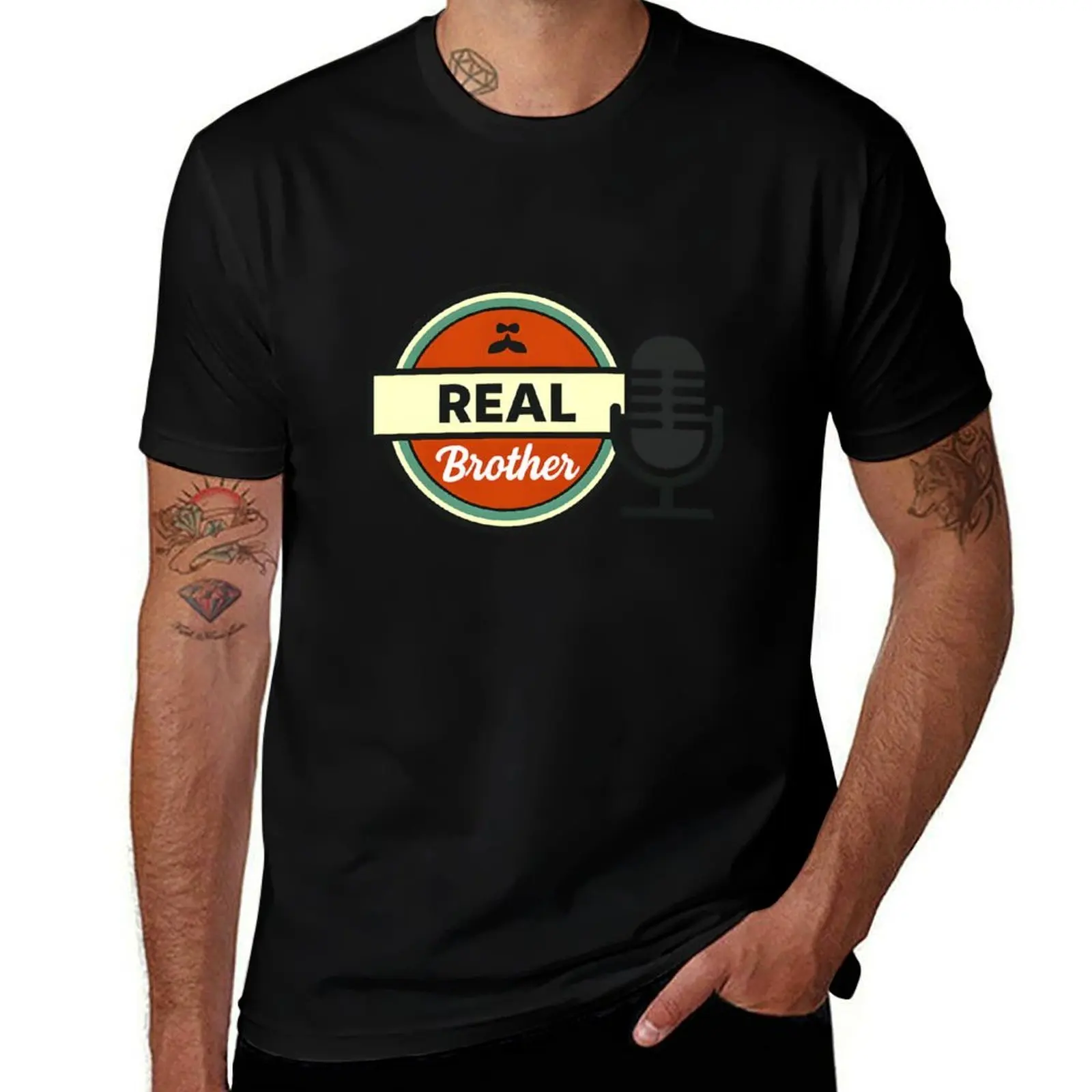 

Real Brother T-Shirt Retro Style Brother Tee Vintage Radio Mic Shirt Cool Brother Quote T-Shirt Classic Graphic Tee T-Shirt