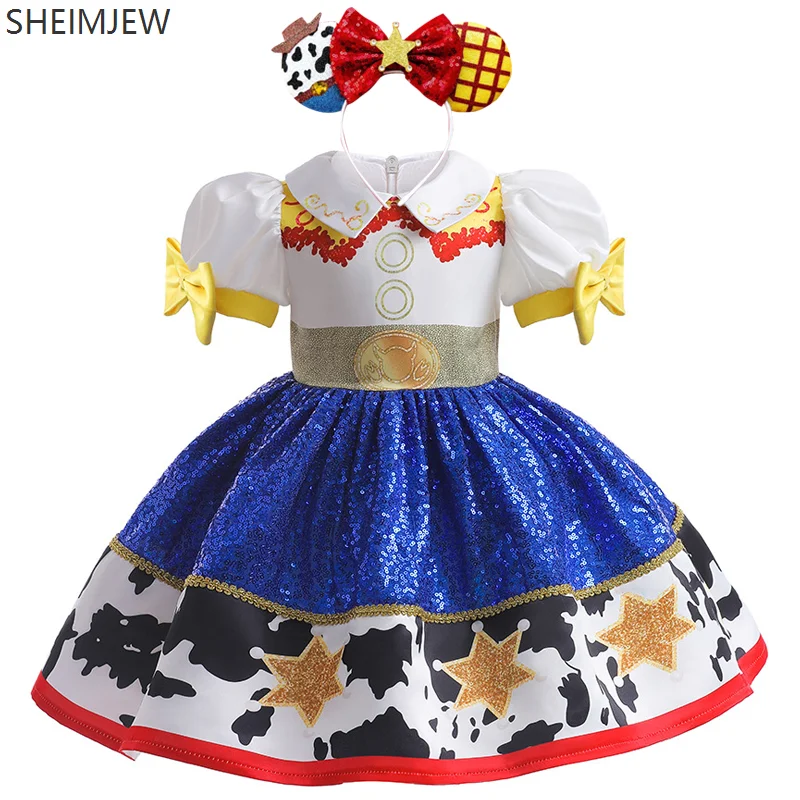 

Girls Bath Dress Cartoon Cow Print Dress Halloween Anime Toy Costume Party Story Set Carnival Party Role Play Children's Skirt