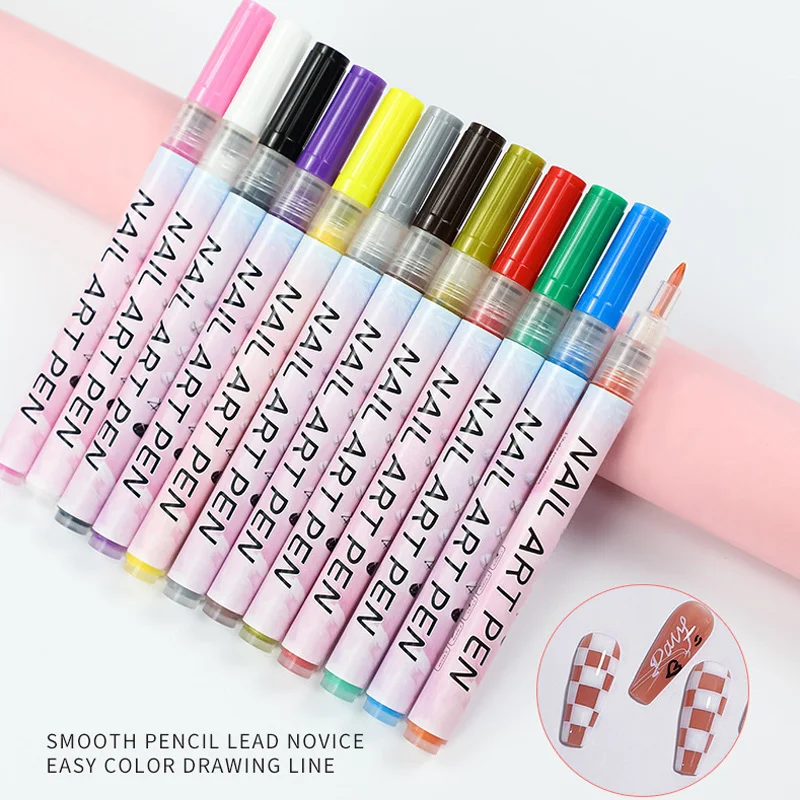 1Set Nail Art Drawing Pen Graffiti Nail Acrylic Pen Waterproof Painting Liner DIY 3D Abstract Line Nail Art Beauty Tool Manicure