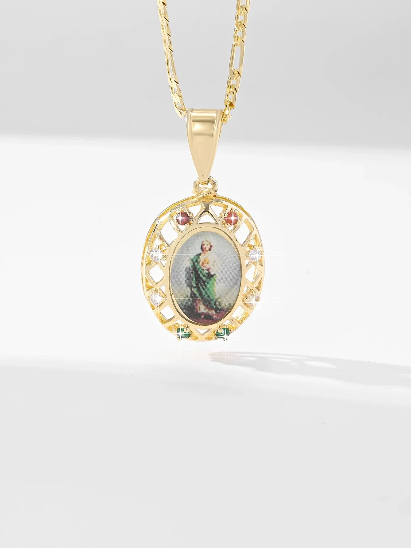 Virgin Mary Pendant Necklace Fashion Classic Reproduction Copper Zirconia Enamel Crafted Suitable For Gifts Daily Holiday Wear