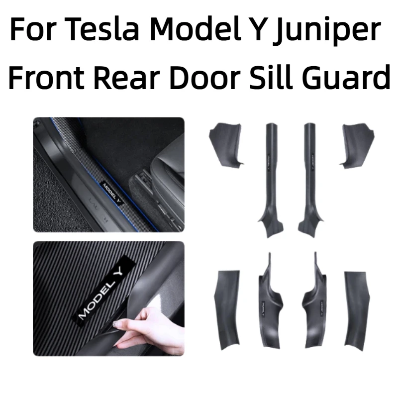 

For Tesla Model Y Juniper 2025 2026 Front Rear Door Sill Guard Anti Scratch Dirt Resistant Threshold Strips Interior Accessories