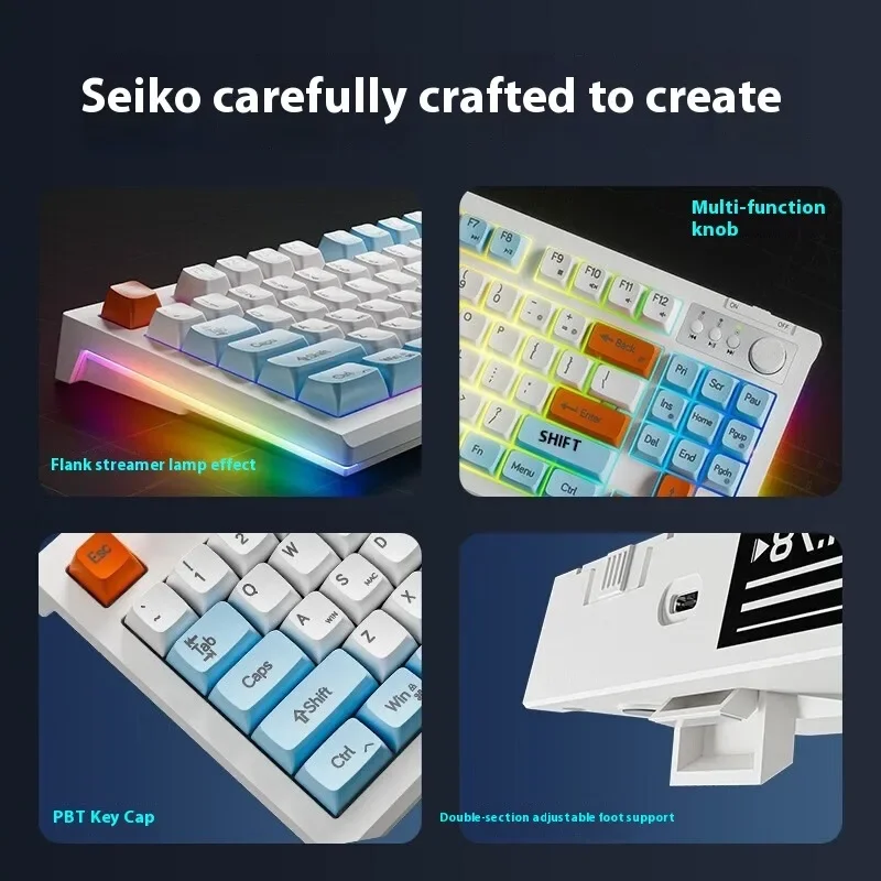 EWEADN V87 Wireless Mechanical Keyboard Mouse Combo Dual Mode Bluetooth 5.0/2.4G Laptop Office Gaming Compatible Multiple Device