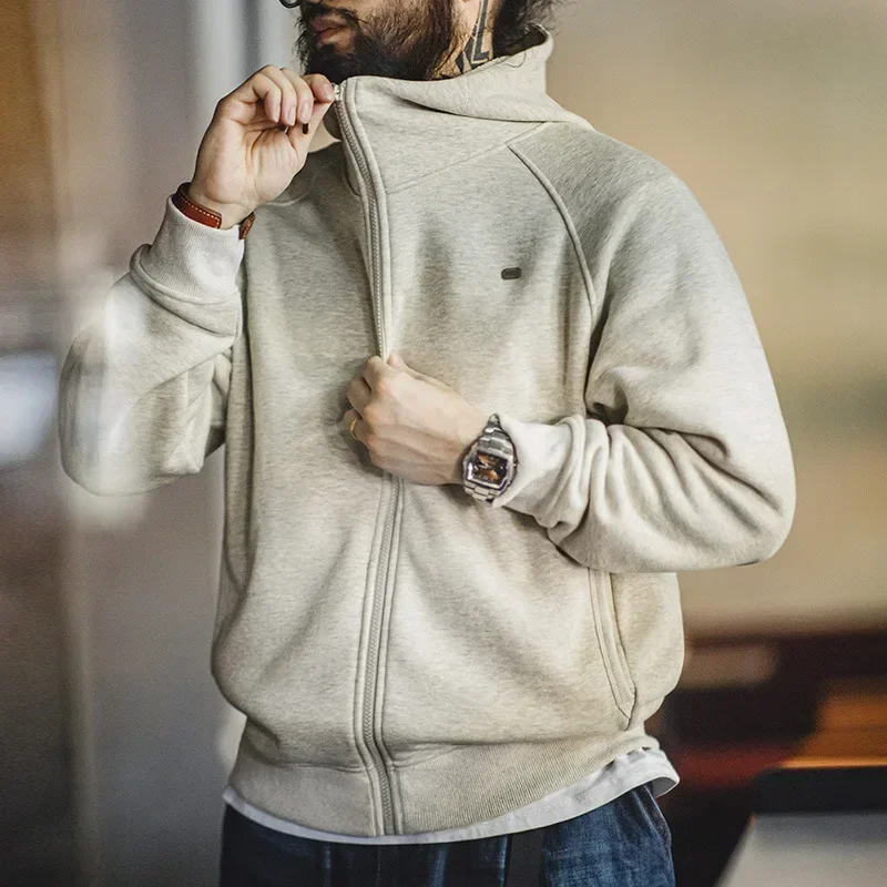 

LIBIELIY Korean Style Men's Leisure Hooded Sweatshirt, New Style For Spring And Autumn, Fleece-lined, Zippered Sports Cardigan