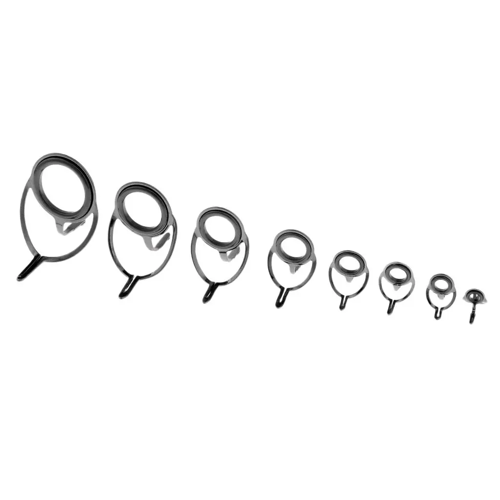 

8pc Fishing Rod Guide Tip Set Repair Kit DIY Eye Rings