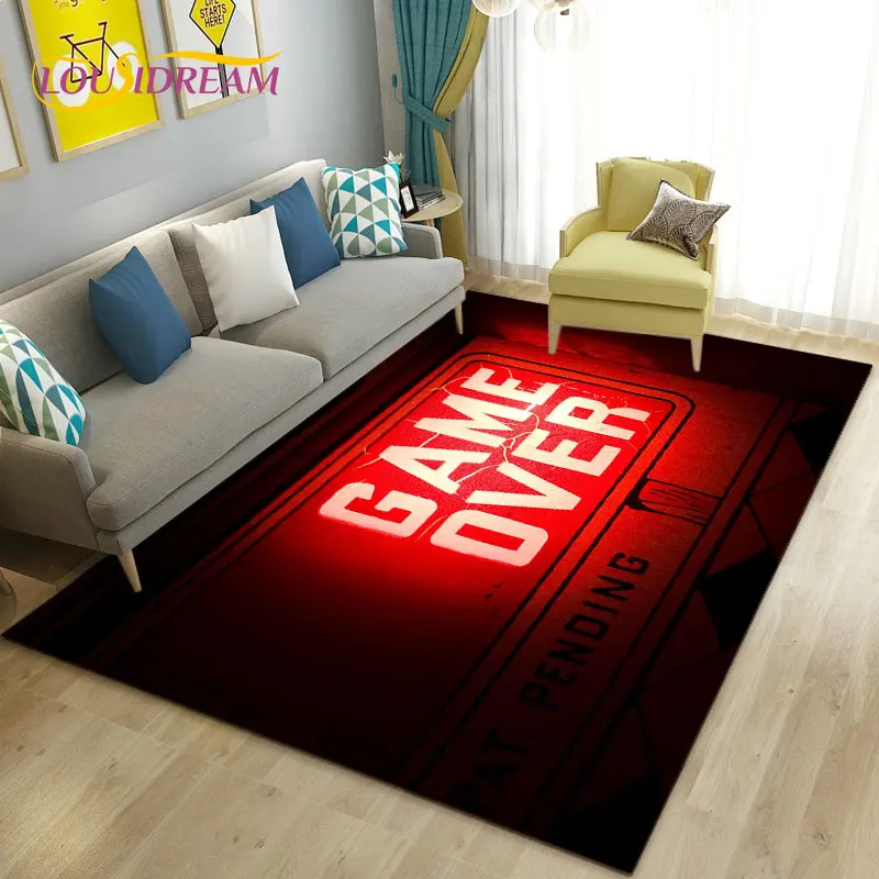 3D Cartoon Gamer Game Over Area Rug Large,Carpet Rug for Living Room Bedroom Sofa Doormat Decoration,Kid Play Non-slip Floor Mat