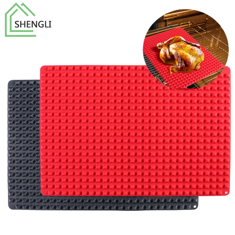 

40x28cm Silicone Pyramid Cooking Mat BBQ Baking Mats Heat-Resistant Non-Stick Baking Tray Sheet Kitchen Oven Tools