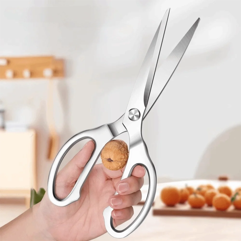 Durable Stainless Steel Kitchen Scissors Heavy-Duty Sharp Barbecue Scissors Long Chicken Bone Scissor Meat