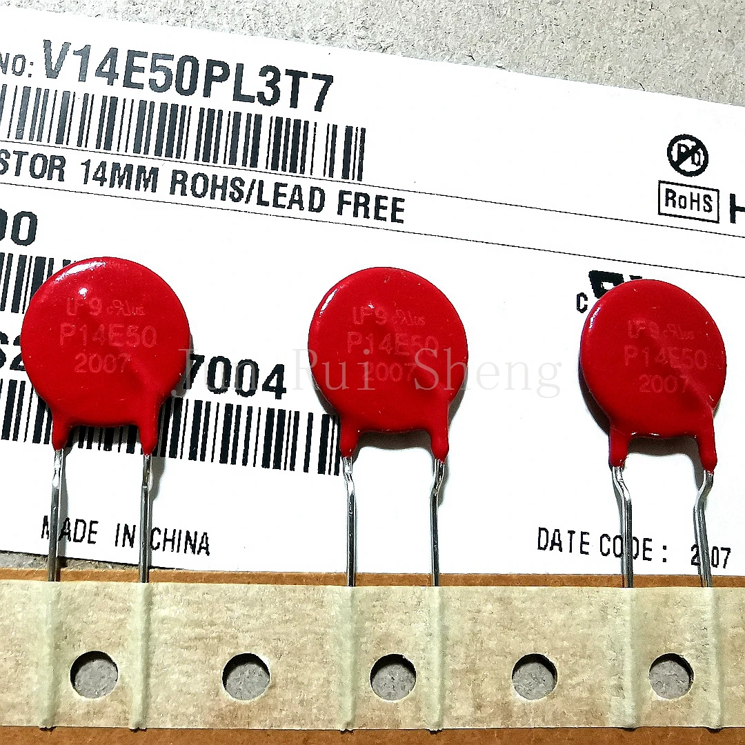 

1/10/20PCS Original V14E50PL3T7 P14E50 Red Varistor RADIAL Red Varistor 82V 6.5kA 14MM Rheostat AC50 DC65 3000pF MOV V14E50P