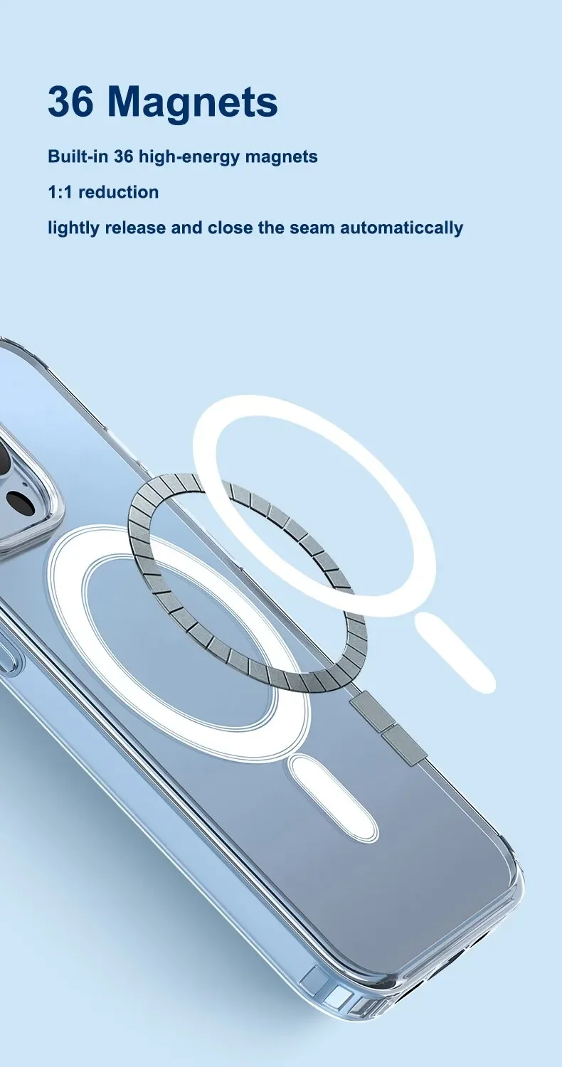Clear Crystal Original Magnectic Phone Case For iPhone 17 17 Air 16 Pro 15 14 Pro Max 13 12 11 Magsafe Wireless Charging Cover