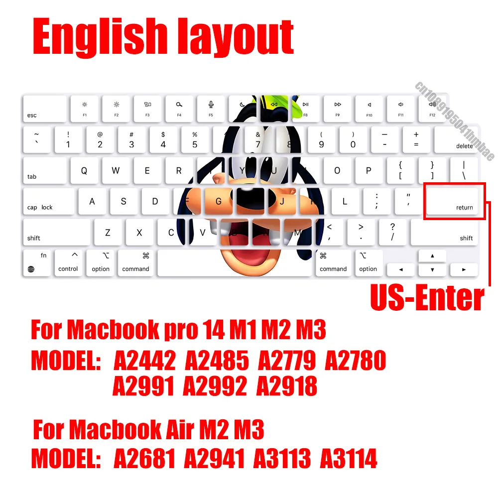 Goofy Goof US Layout Soft Silicone Keyboard Cover for Macbook pro 14 M1 M2 M3 A2442 A2485 A2779 A2780 Air M2 M3 A2681 A2941