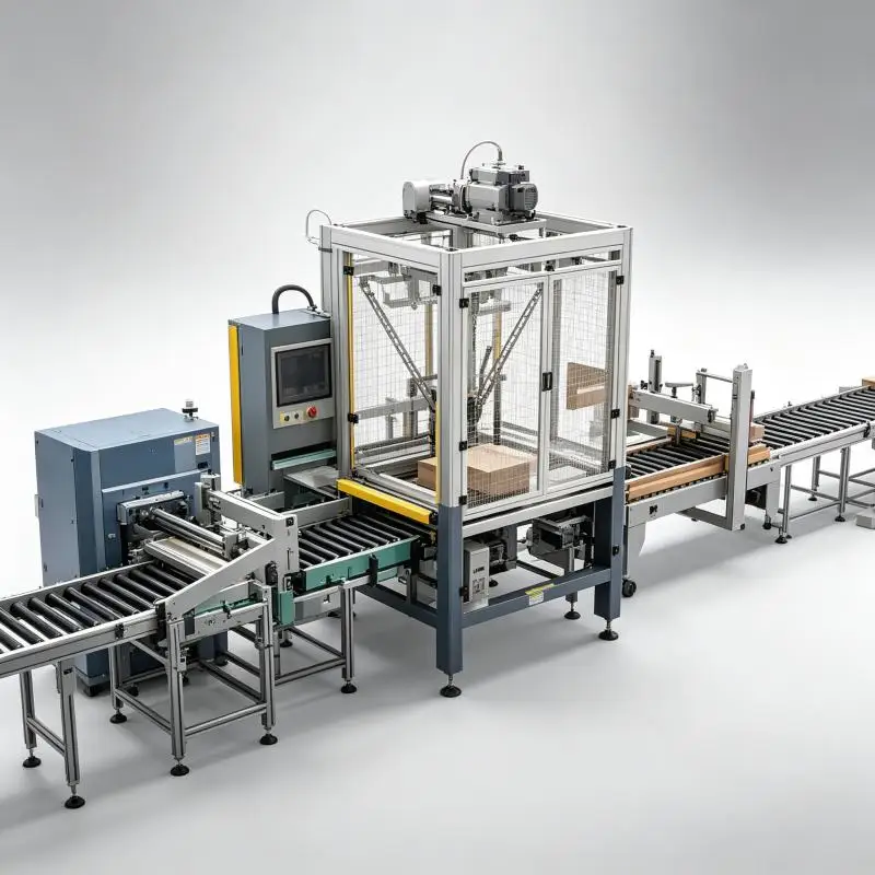 Automatic Robotic Case Packer Line Carton Box Erector Machine Carton Erecting and Pack Line